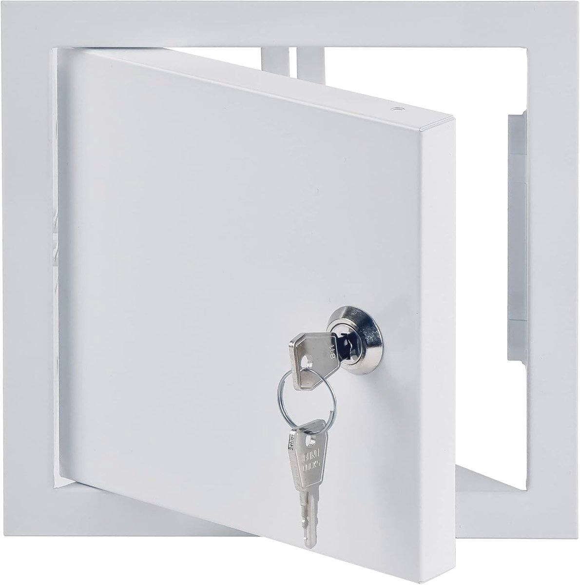 15x15 cm Inspectieklapje Met Slot, Plaatstaal, Wit