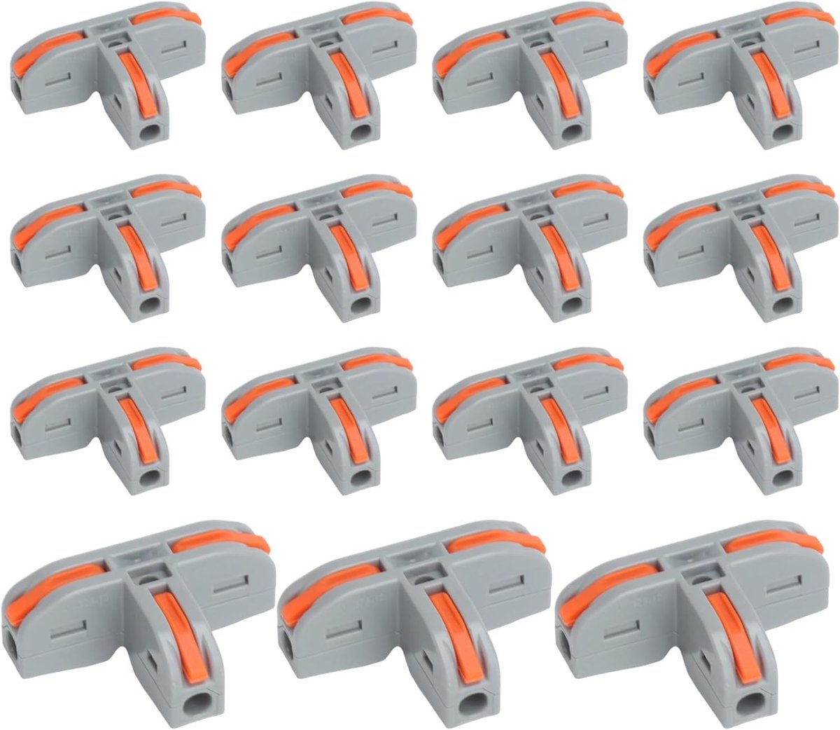 15 stuks kabelverbinders, waterdicht, T-type 3-poorts kroonluchterklemmen voor 0,5 - 4 mm², kabelklemmen, elektrisch met 32 A 250 V stroomklem, Pa Pc vlamvertragende behuizing voor huishouden