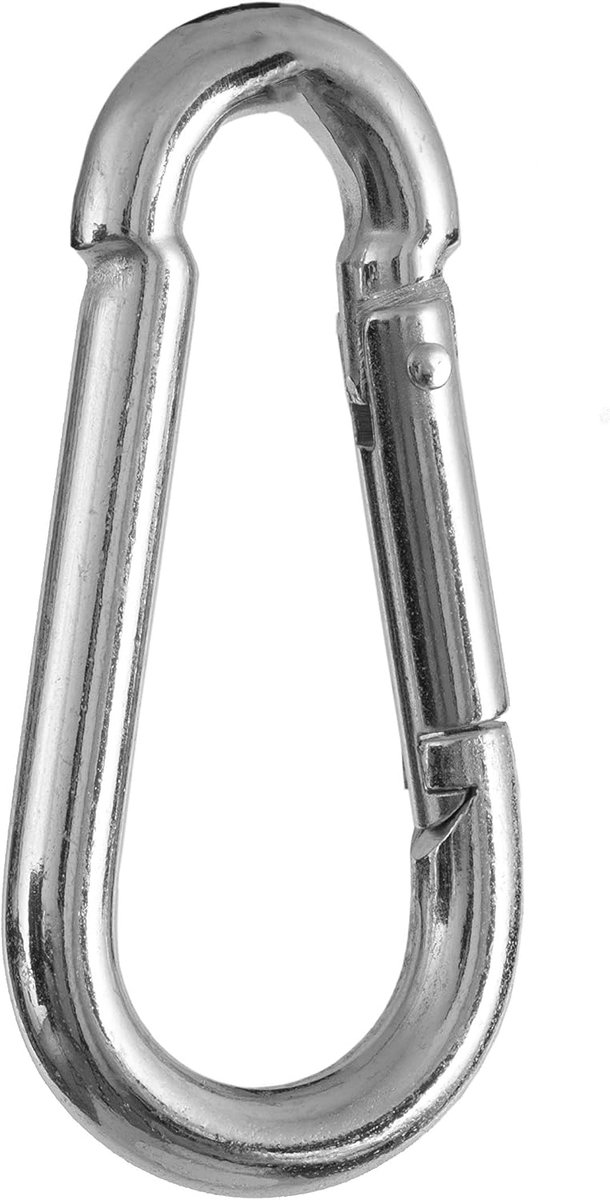 SnelShoppen - Carabiner haak set (5 stuks) 70 x 7 mm, stalen karabijnhaak met hoge belasting tot 180 kg, gegalvaniseerde bevestigingshaken DIN 5299 C