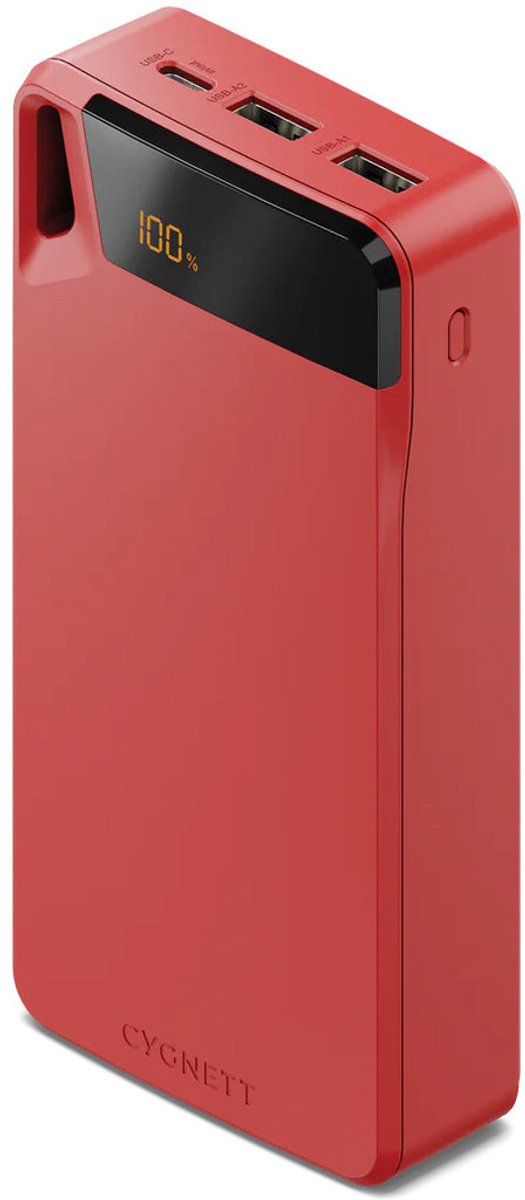 Cygnett Triple USB / USB-C Powerbank 20.000 mAh 15W - Rood