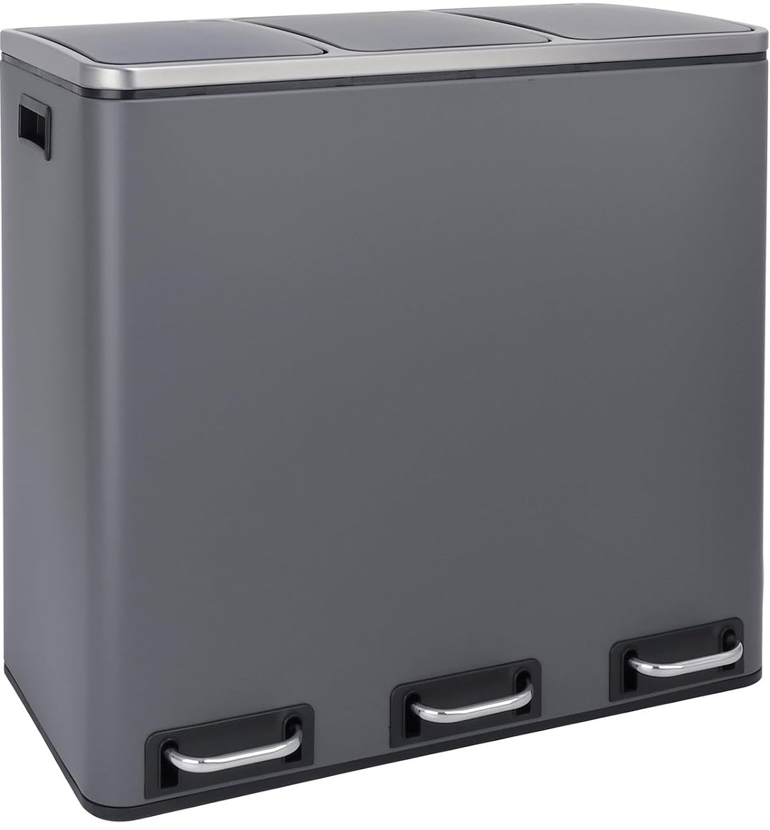 Prullenbak 54 Liter Afvalscheidingsbak met Pedaal - 3 x 18L Afvalscheiding - Soft Close Deksel - Met Binnenemmers - Antislip Pedalen - Rechthoekige Pedaalemmer voor Keuken, Kantoor en Hal