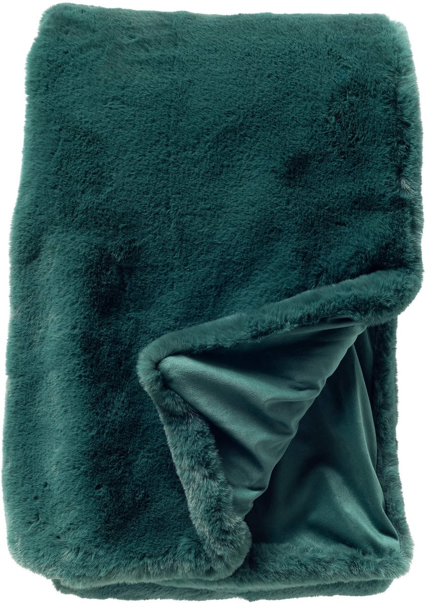 Dutch Decor - ZINZI - plaid 140x180 cm - bontlook - effen kleur - Bayberry - groen
