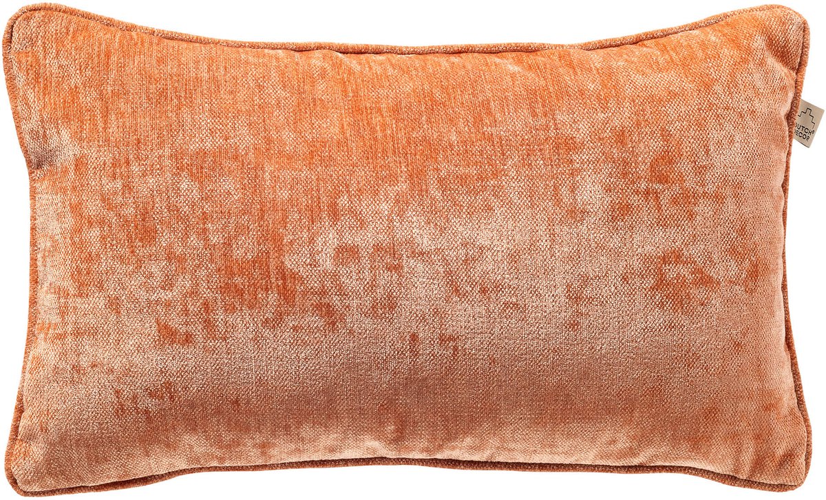 Dutch Decor LEWY - sierkussen 30x50 cm - glansvelours - Brandied Melon - oranje - Inclusief binnenkussen - Luxe kussens voor woonkamer & bank