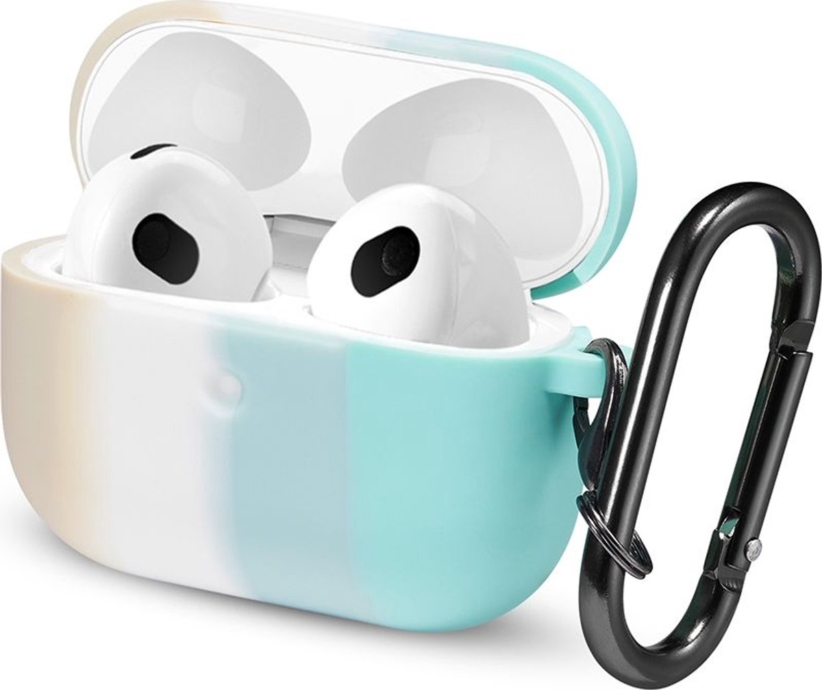 Mobigear Hoesje geschikt voor Apple AirPods 3 Hoesje Flexibel Siliconen | Mobigear Colors - Wit / Groen