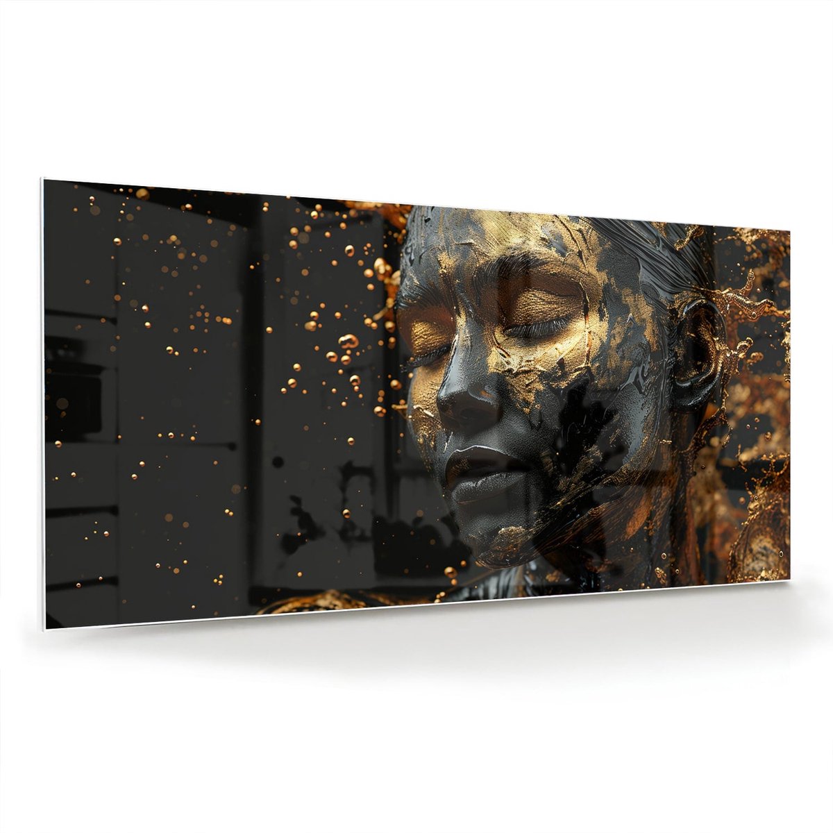 Mydesignglas Glazen Schilderij – met Vrouwelijk Portret – Wanddecoratie op Gehard Glas – 100x50cm