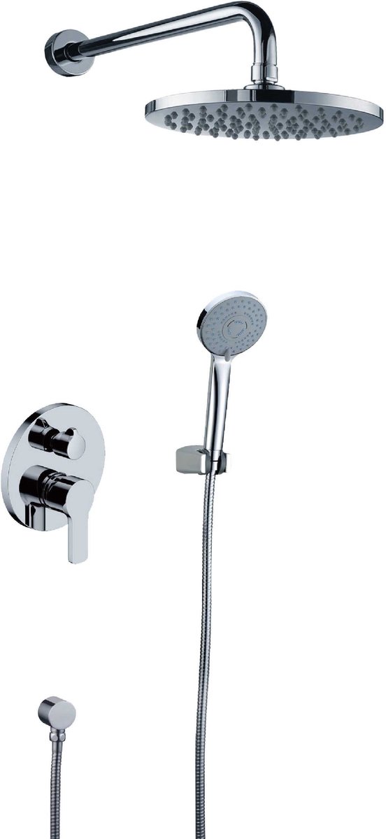 Hudor Inbouw Doucheset SC41 Erymanthe - Chroomkleurige Design Douchecompositie - Ronde Douchekop - Handdouche - Messing - UPC Gecertificeerd