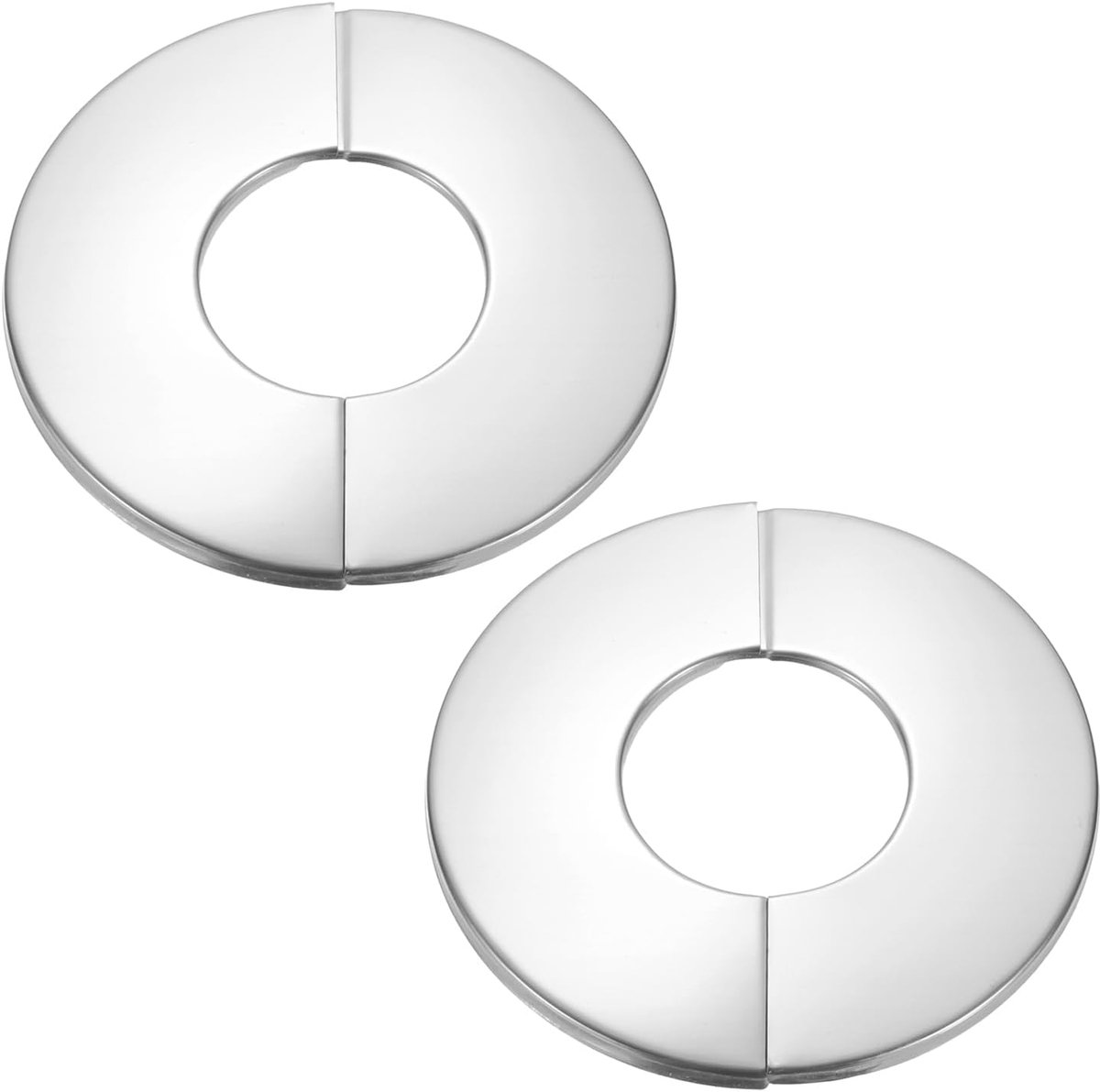 Wandsplitflens 43 mm, 2 stuks, roestvrij staal, rond, zelfklevend rozet plaat, sanitair wandafdekking voor keuken, badkamer, arm, pijpkraan, decoratie, zilver