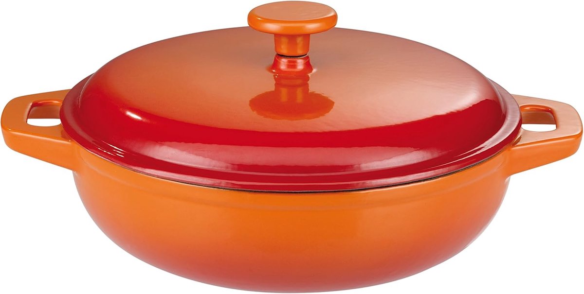 716307 Orange Shadow stoofpan met deksel, gietijzer, oranje/crème - diameter 30 cm