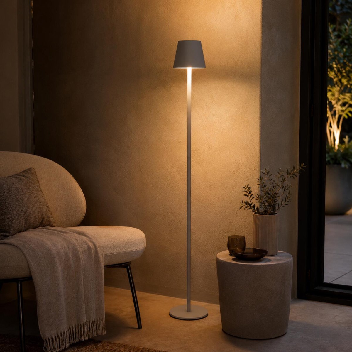 Anna Collection Portable lamp staand Ambiance - wit - 120 cm - aanraaksensor - draadloos/oplaadbaar met USB - binnen/buiten