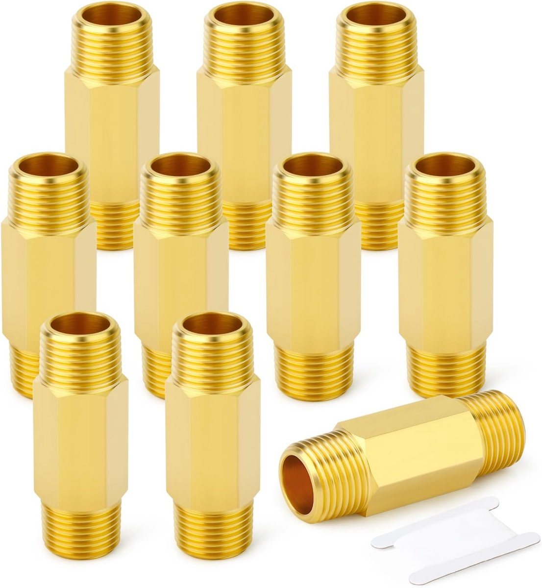 10 stuks messing lange nippel, 1/4 BSP nippel, 50 mm lengte messing buisfitting