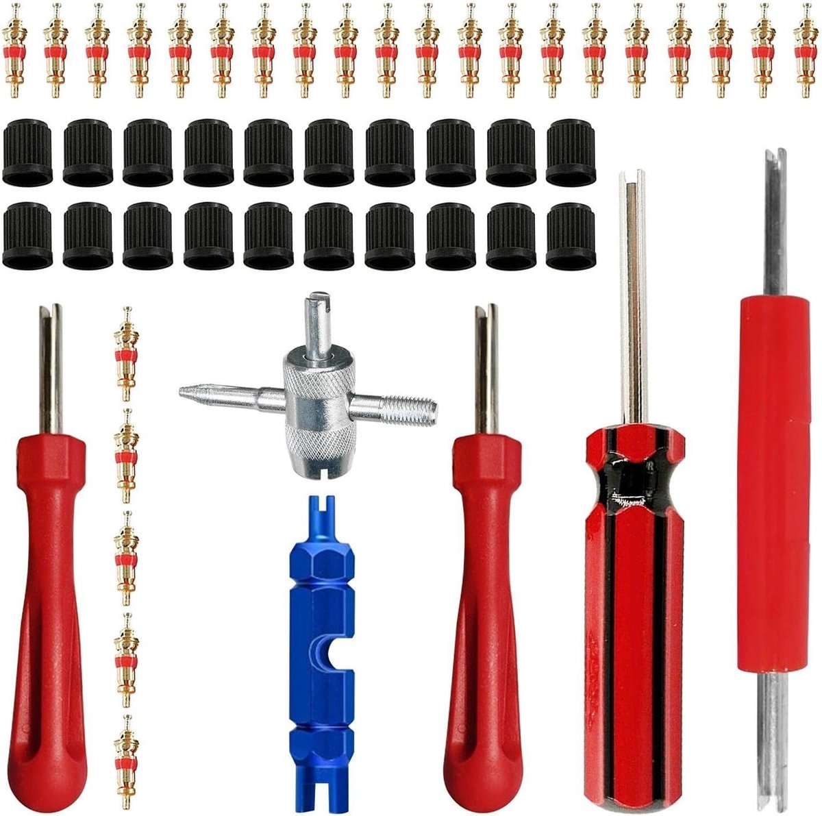 50 Stks Ventiel Invoegen Moersleutel Schroevendraaier, Auto Band Ventiel Removal Tool, Geschikt Voor Fietsen, Motorfietsen, Mountainbikes.