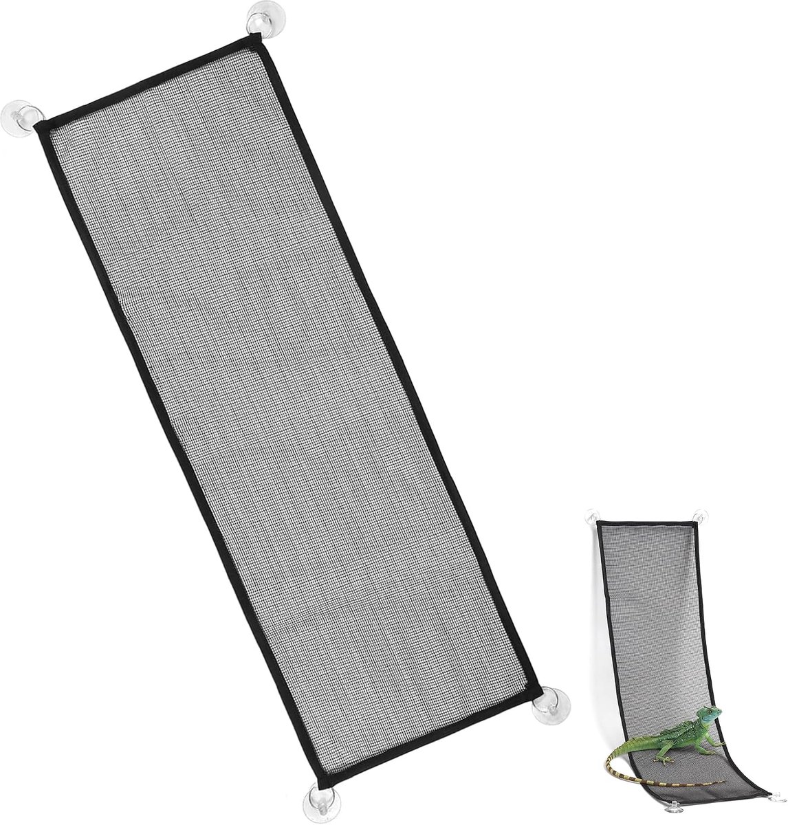 hangmat groot 74 x 22 cm rechthoekig mesh net terrarium hangmat voor baardagame gekko kameleon hagedis slang leguaan anolis 4 zuignappen reptielen accessoires