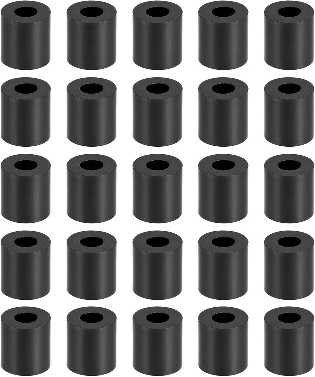 250 stuks zwarte ronde afstandhouder, niet-schroefdraadringen met hoge isolatie-effect, houden hoogte consistent, geweldig voor M3-schroeven (ABS, 3.2mmx7mmx8mm)