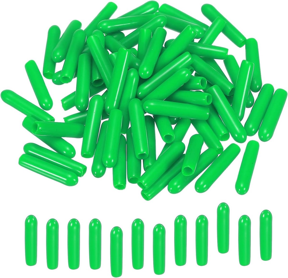 sourcing map Rubberen eindkappen, 50 stuks, 3 mm, pvc, vinyl, schroeven, schroefdraad, beschermers, ronde draad, plankdoppen voor schroeven, bouten, buisleiding, hekpalen, groen