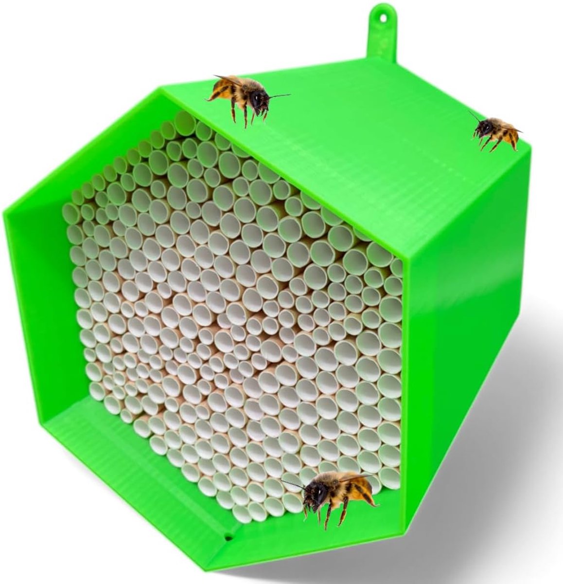 absoluut duurzaam en weerbestendig, insectenhotel met 300 nesthulzen, hoogwaardig wildbijenhotel voor tuinliefhebbers (groen)