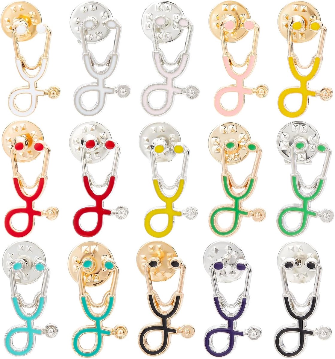 Stethoscoopspelden, 30 stuks, 15 stijlen, medische emaille reversspeldjes voor arts-verpleegkundige, kledingaccessoires, decoratie voor kleding, hoeden, tassen