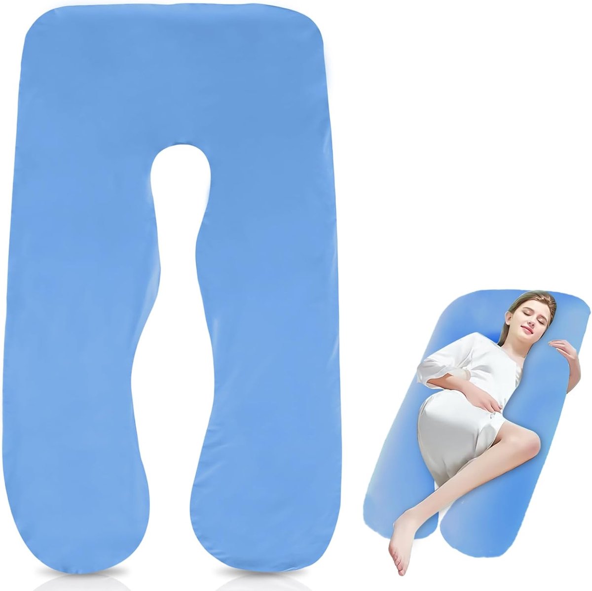 Zwangerschapskussensloop, 150 x 80 cm, J-vormige hoes voor zijslaapkussen, afneembare katoenen lichaamskussenhoes, machinewasbaar, vervangende hoes voor volwassenen, voedingskussen, voedingskussenhoes
