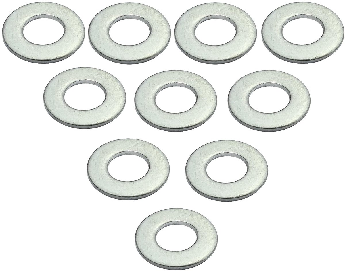 - C49163 - set met 10 sluitringen plat universeel M3 - van A4 roestvrij staal - Ø buiten 7mm - dikte 0,8 mm DIN 125