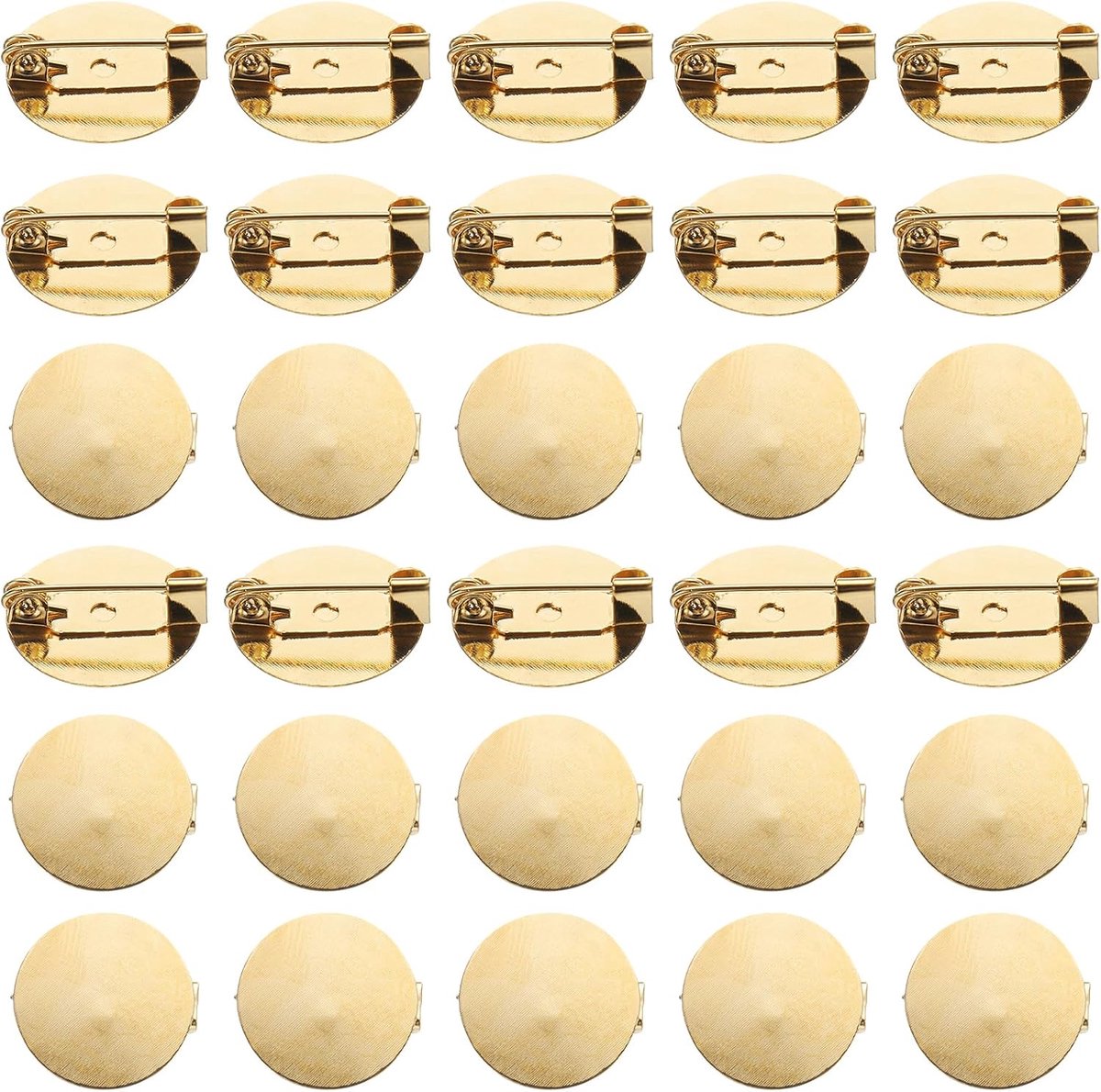 50 stuks lege ronde broches met metalen naaldsluiting, metalen basis, schijf voor corsage, badge, ID-kaarten, naam, etiketten, doe-het-zelf (16 mm/0,6 inch)