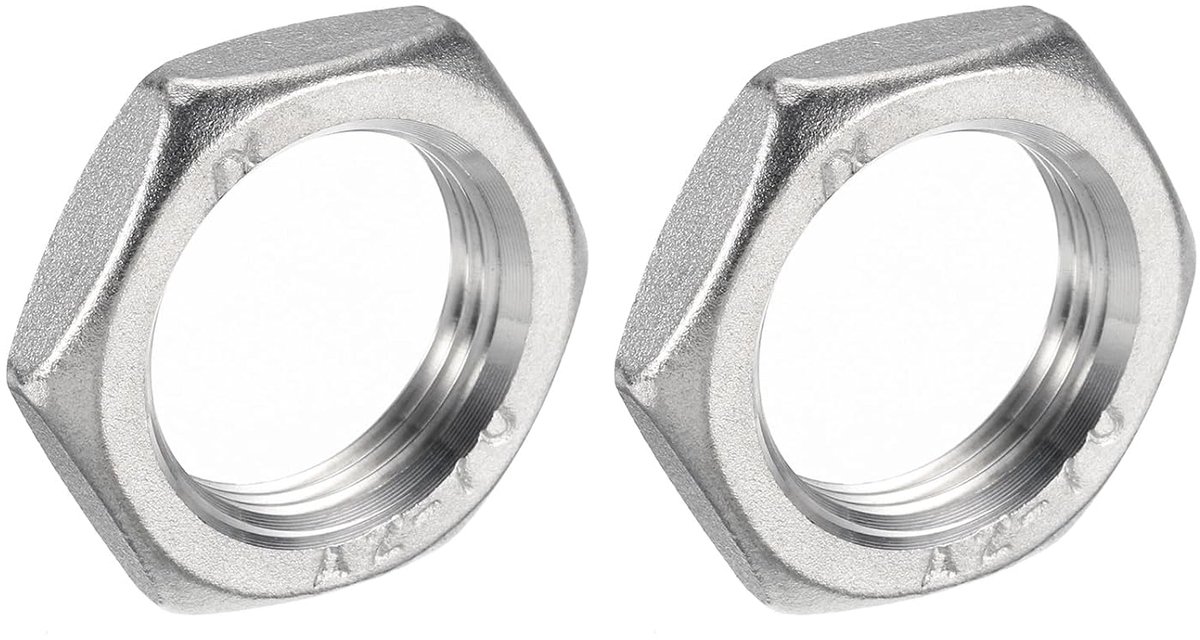 2 stuks buisschroefverbinding zeskant borgmoer 304 roestvrij staal zeskantmoer 3/4 inch binnendraad (DN20) voor vaste hydraulische waterbezem en onderchassisreiniger