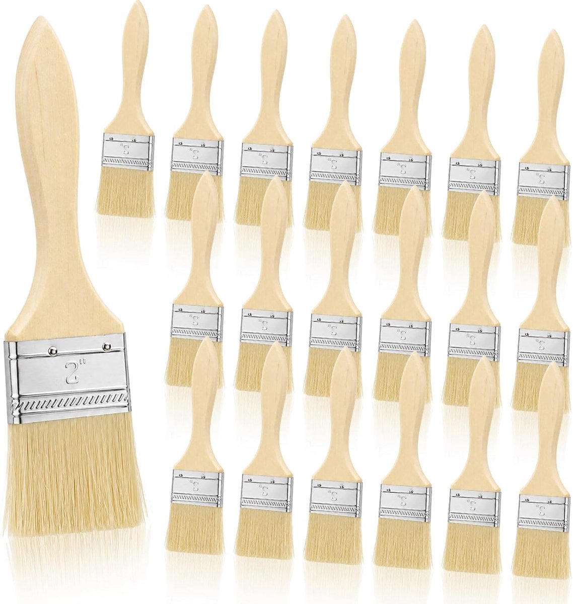 20 stuks penselen, penseelset voor schilderen, 5 cm, Paint Brush voor lak, transparant, beitsen, lijm, olie voor hout en meer
