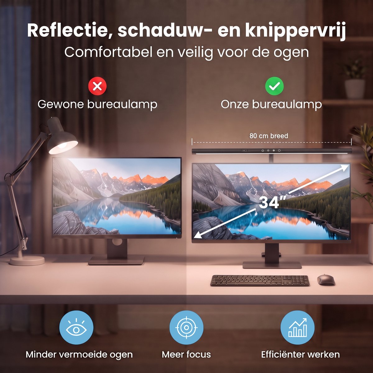 Sencision Bureaulamp LED Dimbaar met Afstandsbediening - 3000 K tot 5500K thumbnail 2