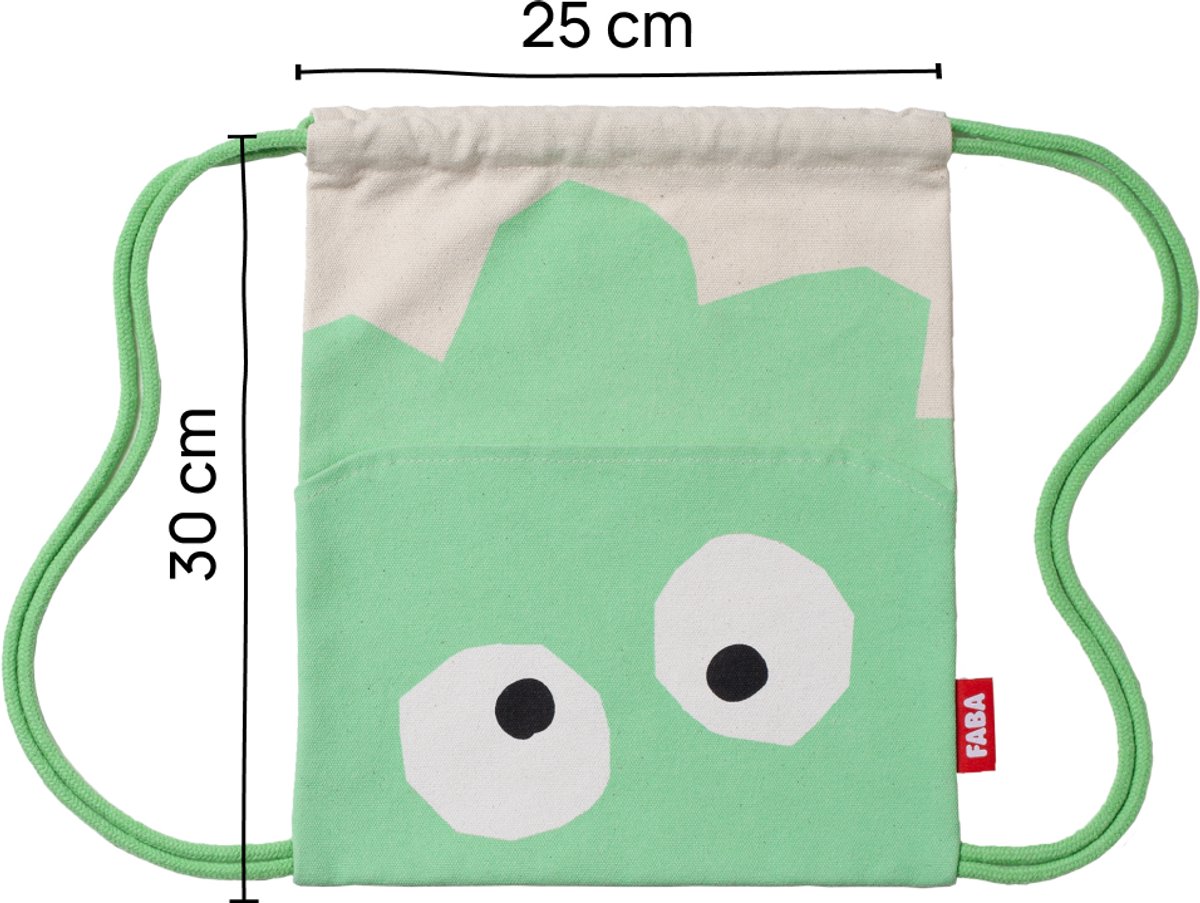 FABA rugzak Hop groen - Tas, Katoenen Zak, Rugzak voor FABA+, Veilige Sluiting met dubbel Trekkoord