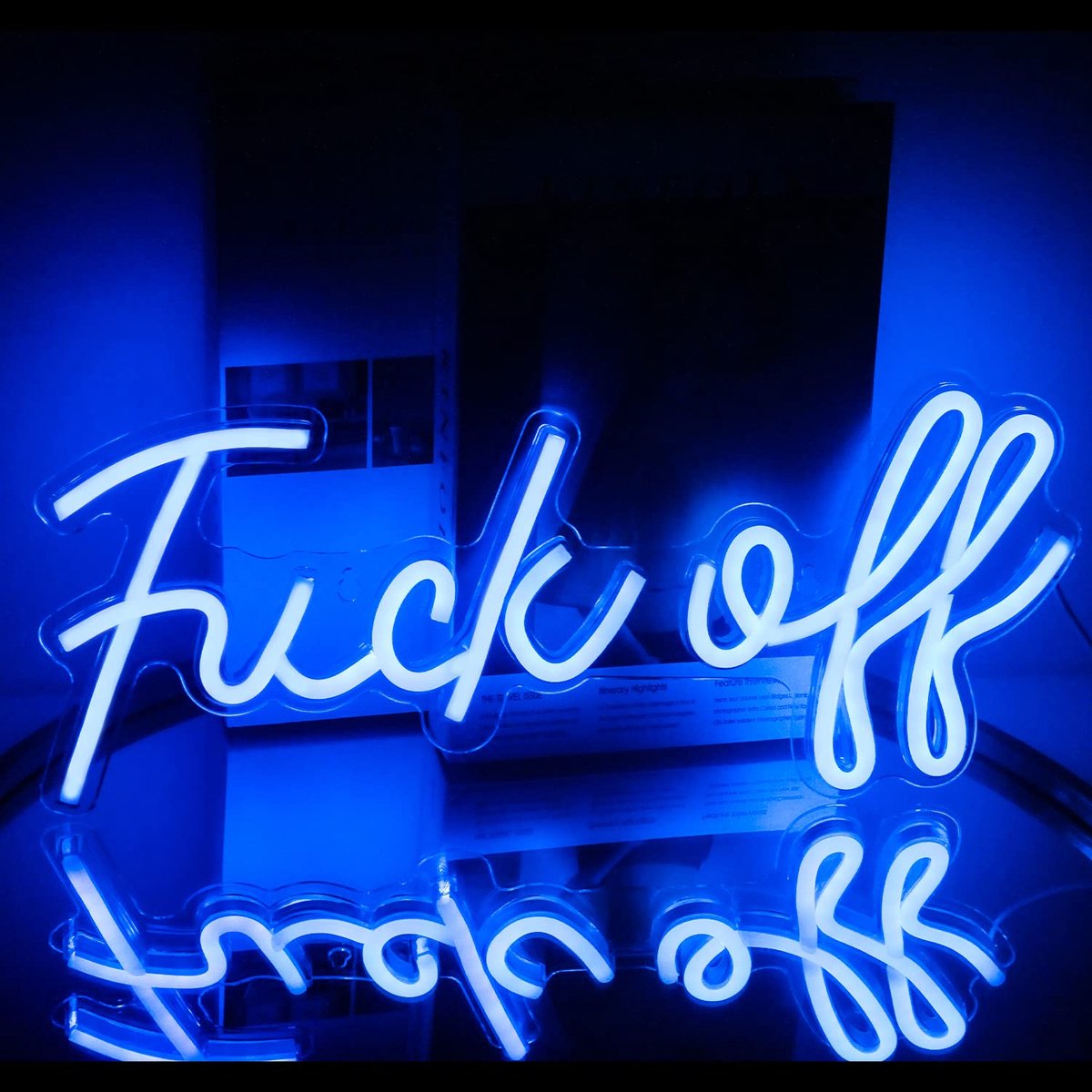 SnelShoppen - Off Neon Sign - Blauwe LED Neon Letters, Neon Licht voor Gaming, Acryl, USB Aansluiting, Decoratieve Wandlamp voor Slaapkamer en Feestje