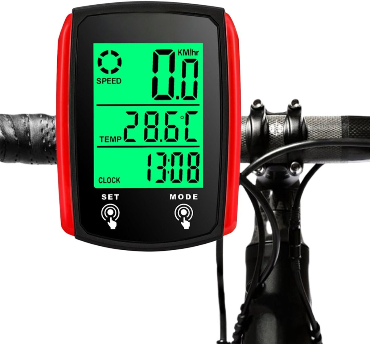 LNMsolutions® Fietscomputer - Fietscomputers - Fiets Snelheidsmeter - Fietscomputer Bedraad - Zwart - 6cm x 2cm x 2cm