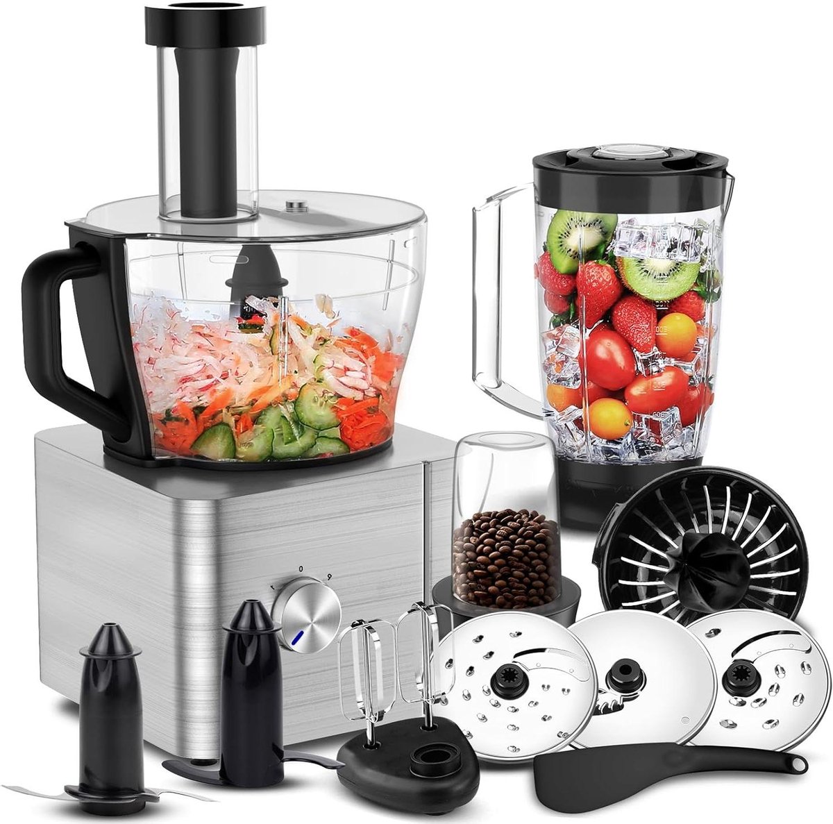 Keukenmachine - Foodprocessor Mixer - Koken Bereiden - Krachtige Motor - 3.2 Liter Kom - Zilver