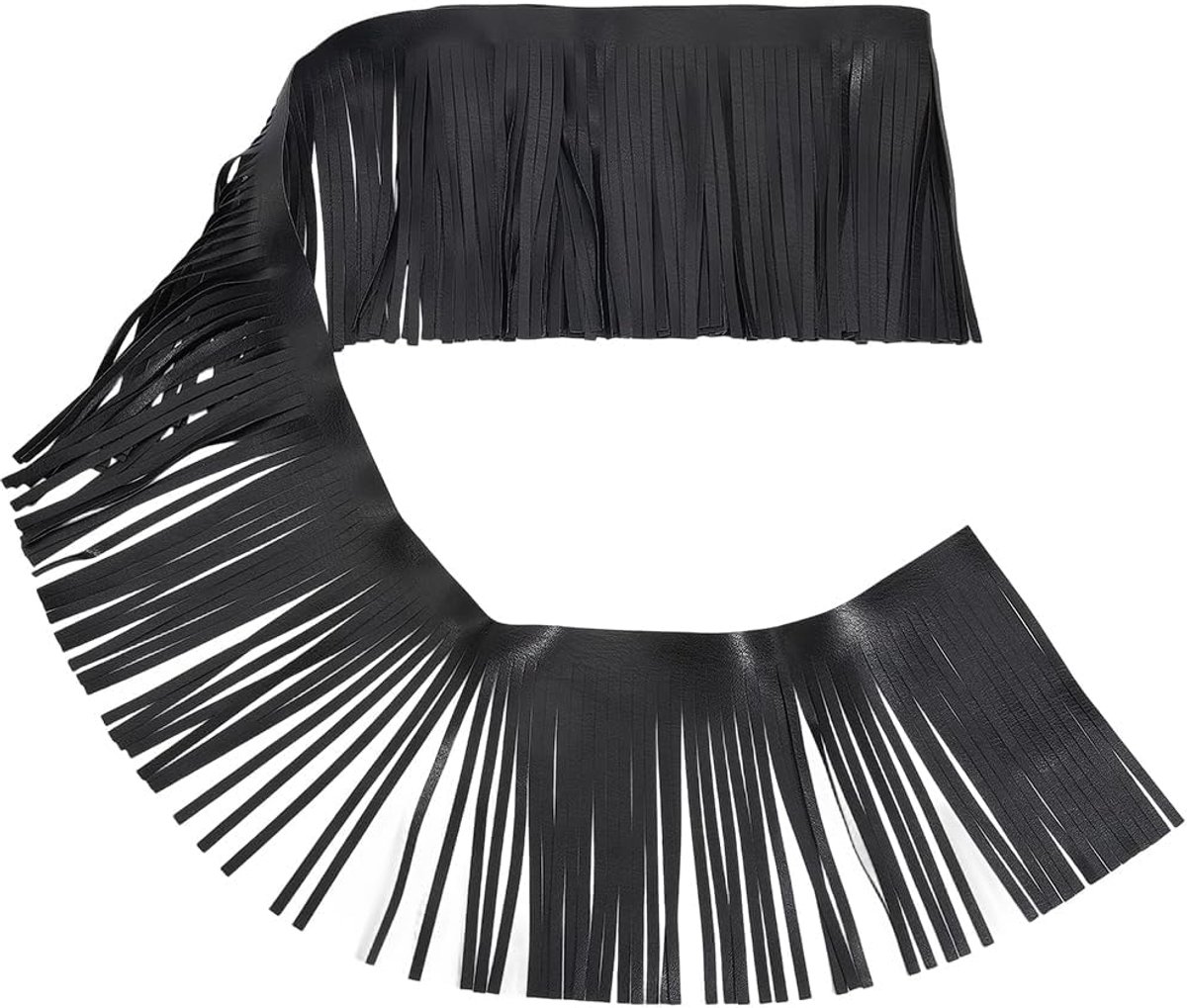 2M 150Mm Faux Imitatie Lederen Kwastje Fringe Zwarte Dubbelzijdige Dans Rok Rand Wrap Cover Trimmen Decoratieve Trim Voor Naaien Maken Gordijn Kledingstuk Gordijn Diy Craft Supplies