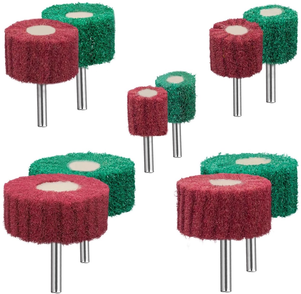Tools 10-delige schuurmopset, maten 25/30/40/50/60 mm Lamellenschuurmachine Schuuraccessoire voor boormachine, accuschroevendraaier, rechte slijpmachine