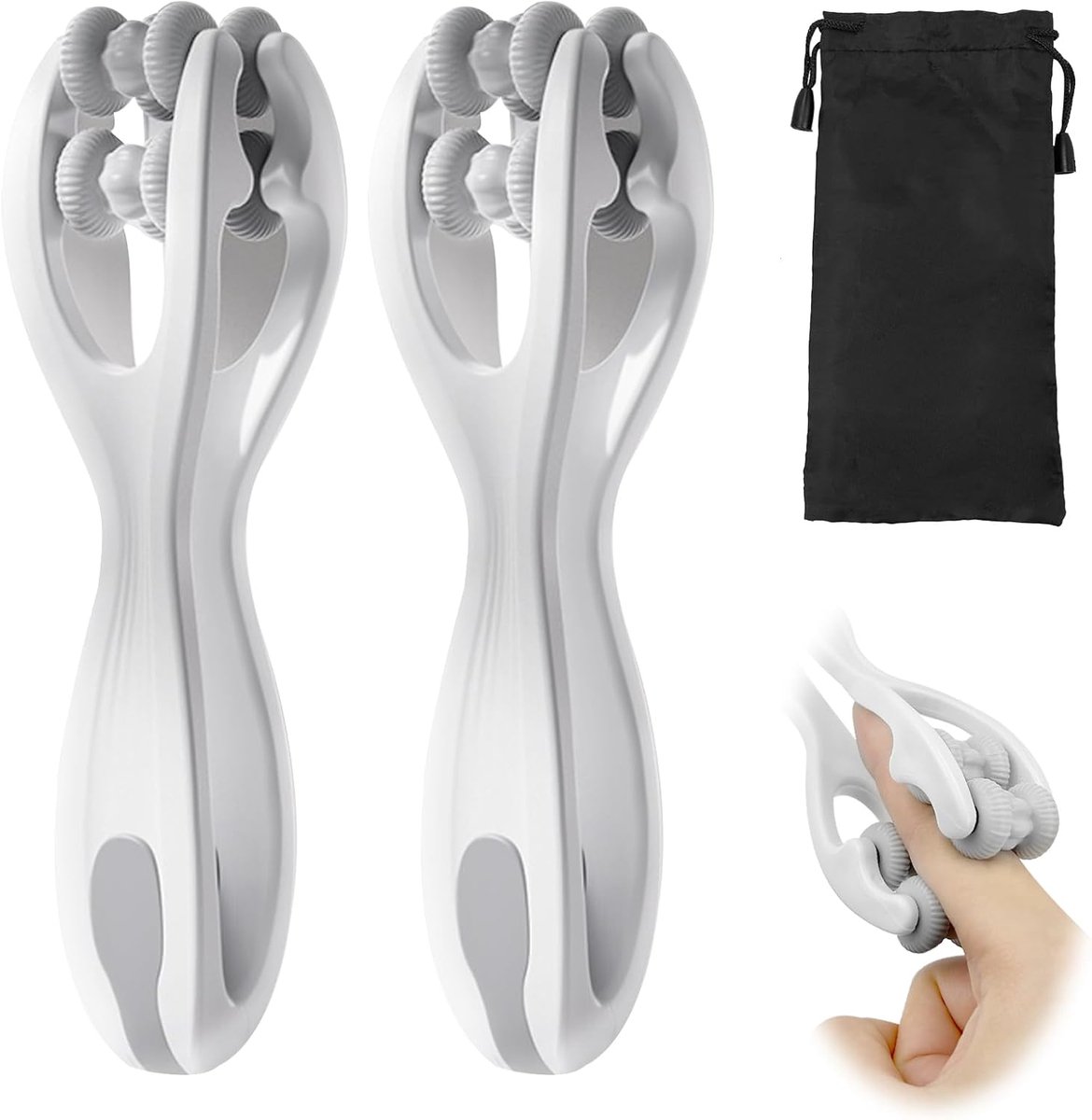 SnelShoppen - 2 Stuks Dubbele Roller Massager voor Handen, Vingers en Artritis Verlichting, Dubbelzijdige Bloedcirculatie, Hoogwaardige Plastic en Sil