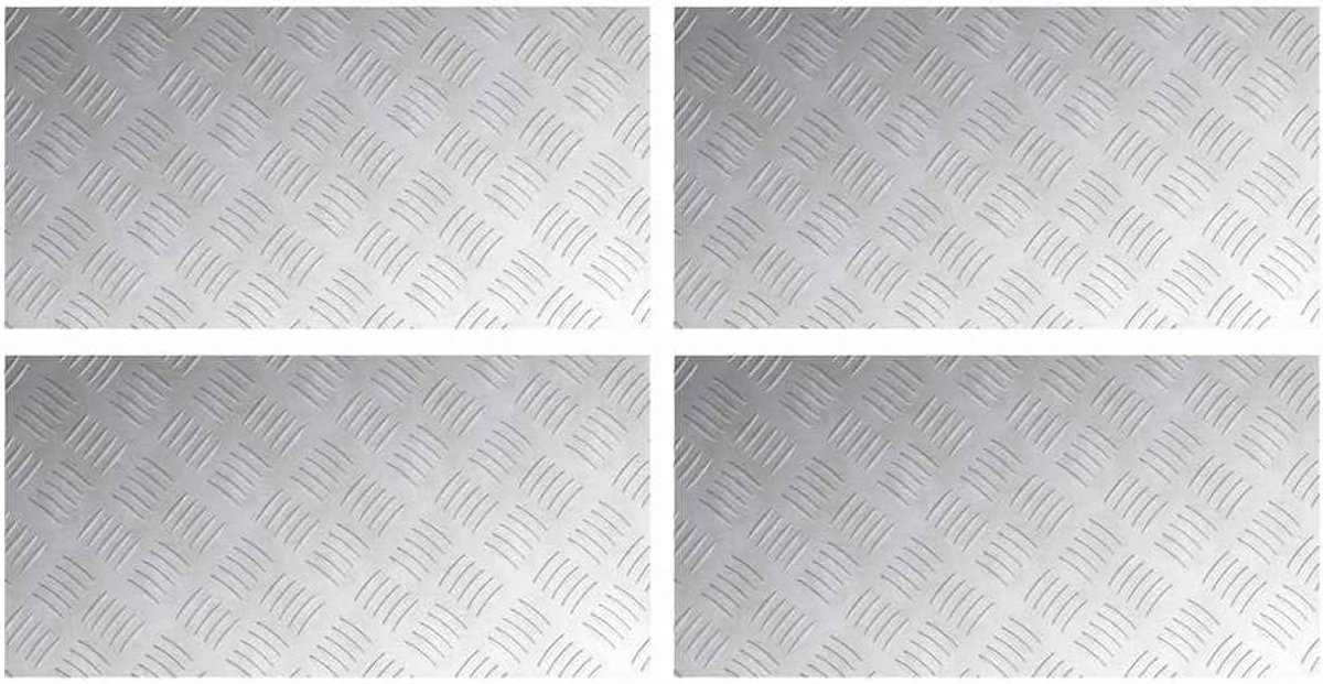Trap Treed Rechthoekig 4 Stuks Zilver 60x30 Cm Aluminium | Antislip Checkerplate Ontwerp, Duurzaam Binnen Buiten, Eenvoudig Onderhoud