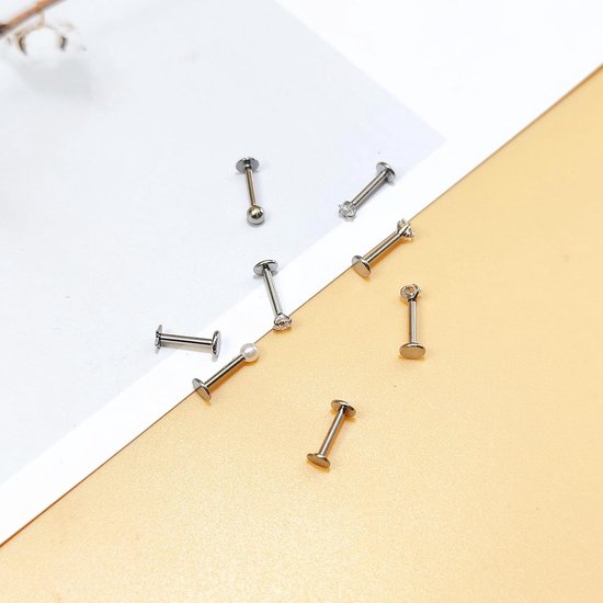 Studs 6-10mm 16G Platte Terug Helix Tragus Kraakbeen Oorbel Stud Piercing — afbeelding 4