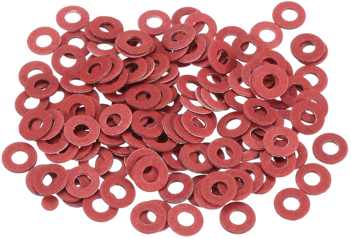 220 stuks sluitring M3 x 6 x 0,8 mm, rood staalpapier sluitringen set, isolatie platte afdichting voor schroeven, moeren, schroefdraadstang, machinebevestiging, sanitair