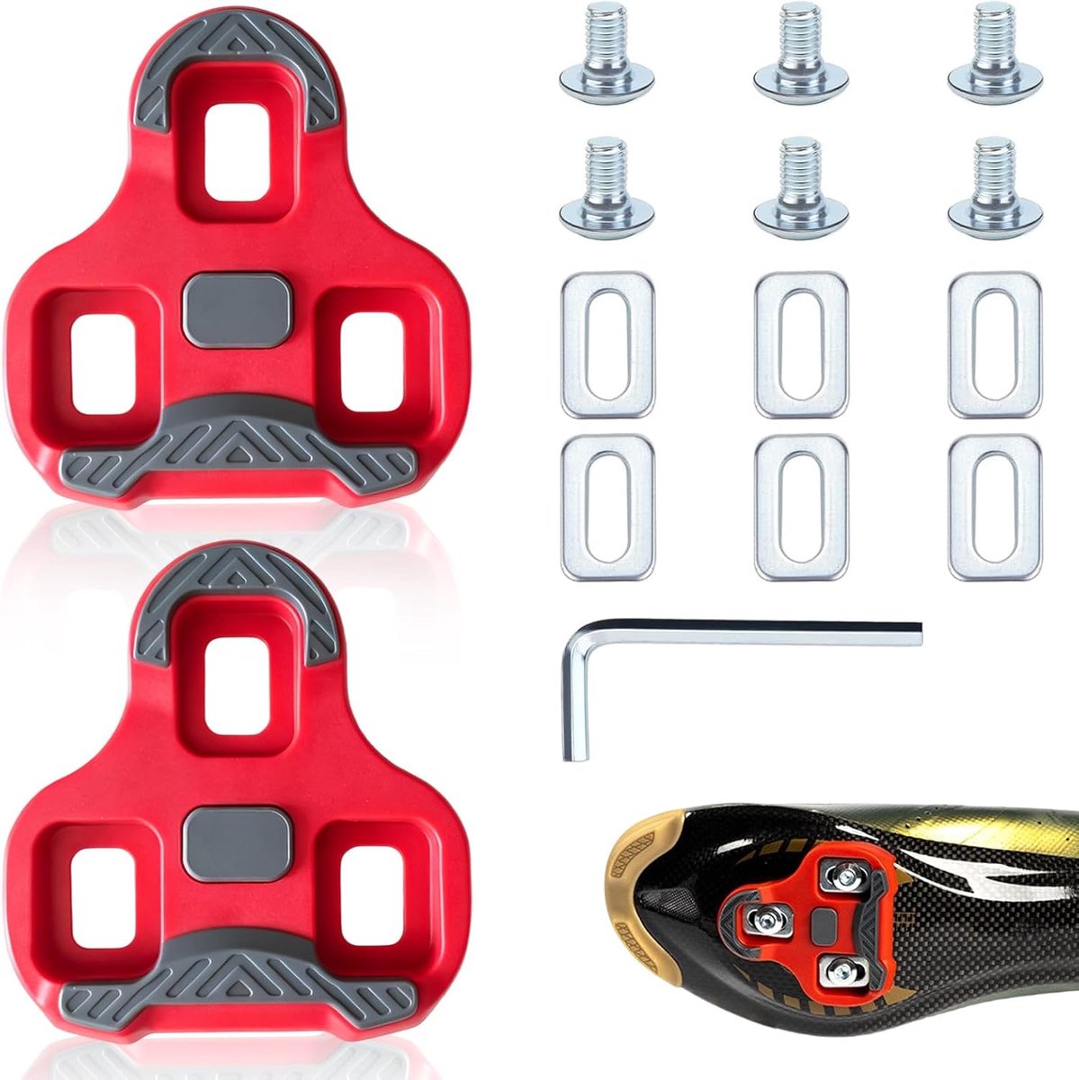 compatibel met Look Keo Bike Pedalen, Weflay 3-gaats Grip Blade 2 Max Carbon Fietsnoppen Schoenplaten Set Racefiets Pedaal MTB Pedaalplaten Road Cleats Fietsaccessoireset