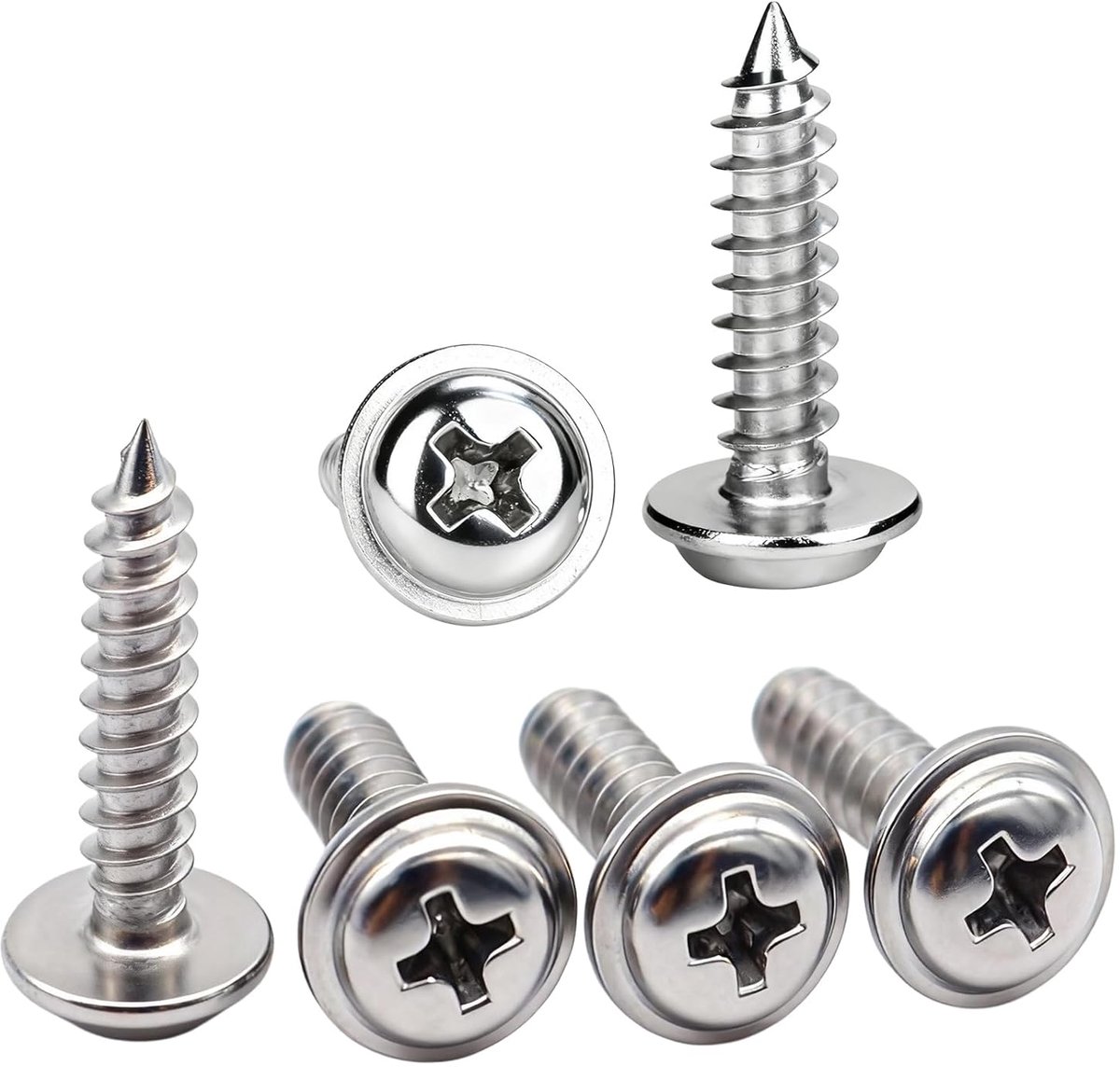 20 Stuks M5x40mm Zelfsnijdende Schroeven Ronde Kop Sluitring | Roestvrij Staal A2 V2A 304,Brede Drukverdeling,Stevige Bevestiging,voor Hout,Meubels,Reparatie en Doe-het-Zelf
