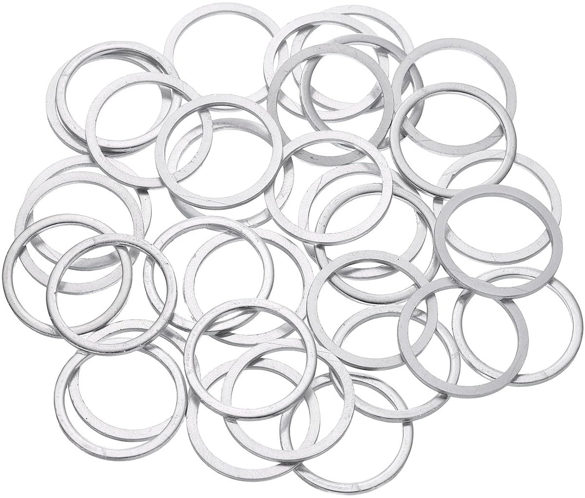 100 stuks sluitringen M18 O-ringen, kleur zilver | Ronde afstandhouders van aluminium, 22 mm, 1,5 mm dik, plat, voor schroeven, accessoires voor de reparatie van machines.