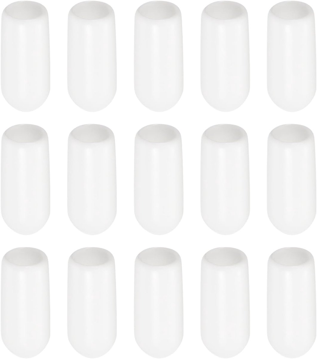 20 Pack Schroefdraad Protector Cover Rubber Eindkappen, [voor schroef, bout, staaf eindkap] - 5/16" (8mm) ID/Wit