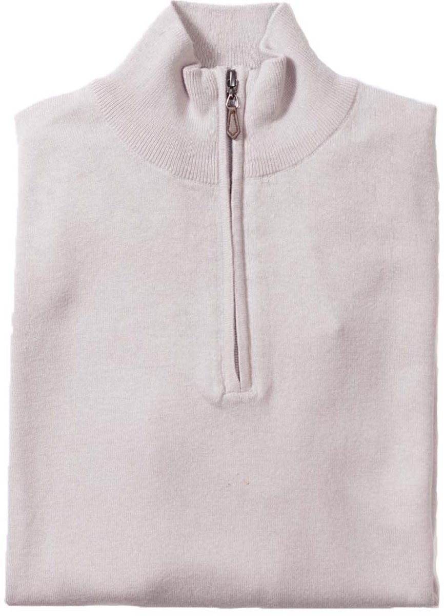 Osborne Knitwear Trui met halve rits - Katoen - Light Grey - 2XL