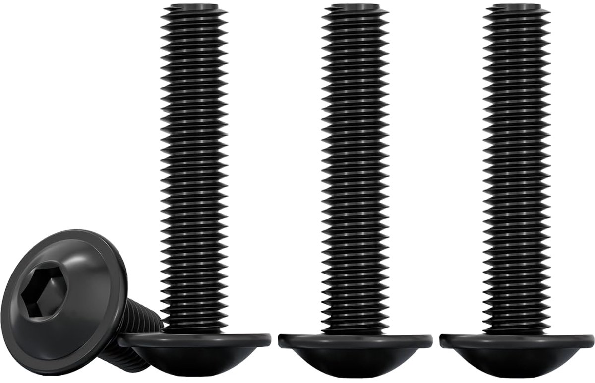 Mechanische bouten met binnenzeskant en flens M5 x 30 mm lenskopschroeven zwart roestvrij staal A2 V2A hoge hardheid machineschroeven metrisch volledige schroefdraad, 20 stuks