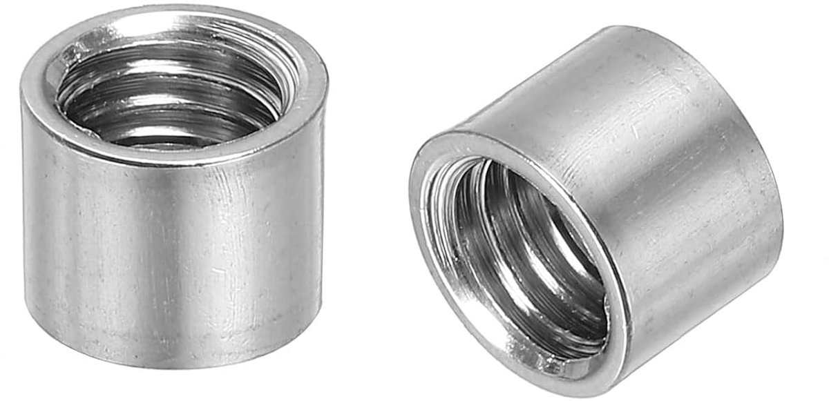 10 stuks moeren ronde stekkers M8, koppelingsmoer roestvrij staal 304 lengte 12 mm / 0,47 inch moer pin stang huls lengte houder, M8 x 12 x 12 mm