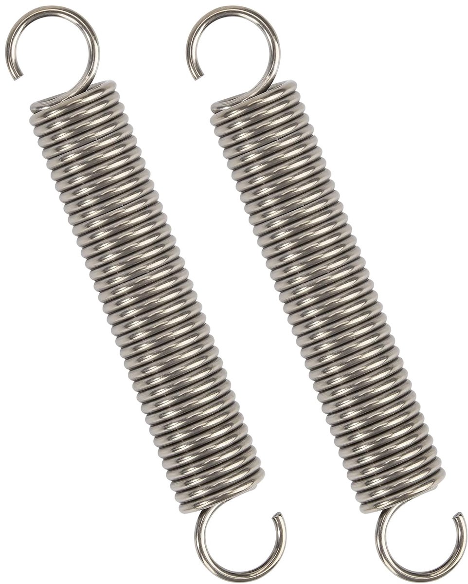 100mm Trekveren met Haakjes Roestvrijstalen Veren Draaddiameter 2mm Buitendiameter 16mm Kracht 8,8KG 2 Stuks