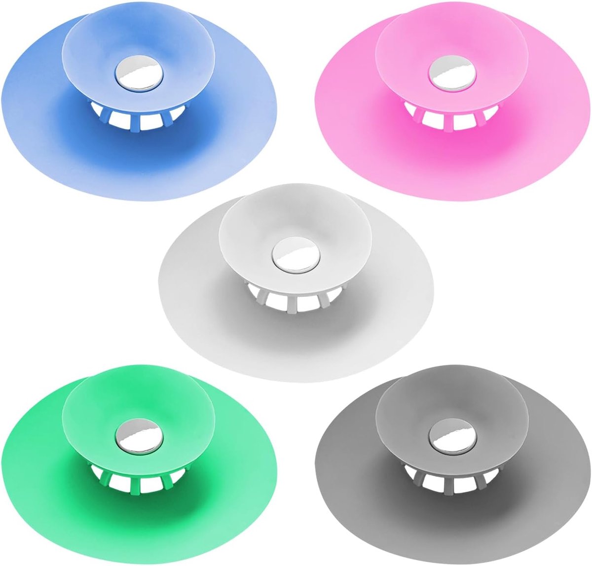 5 stuks afvoerfilter, siliconen filter, woonaccessoires, geschikt voor wastafels, badkuipen, vloerafvoeren.