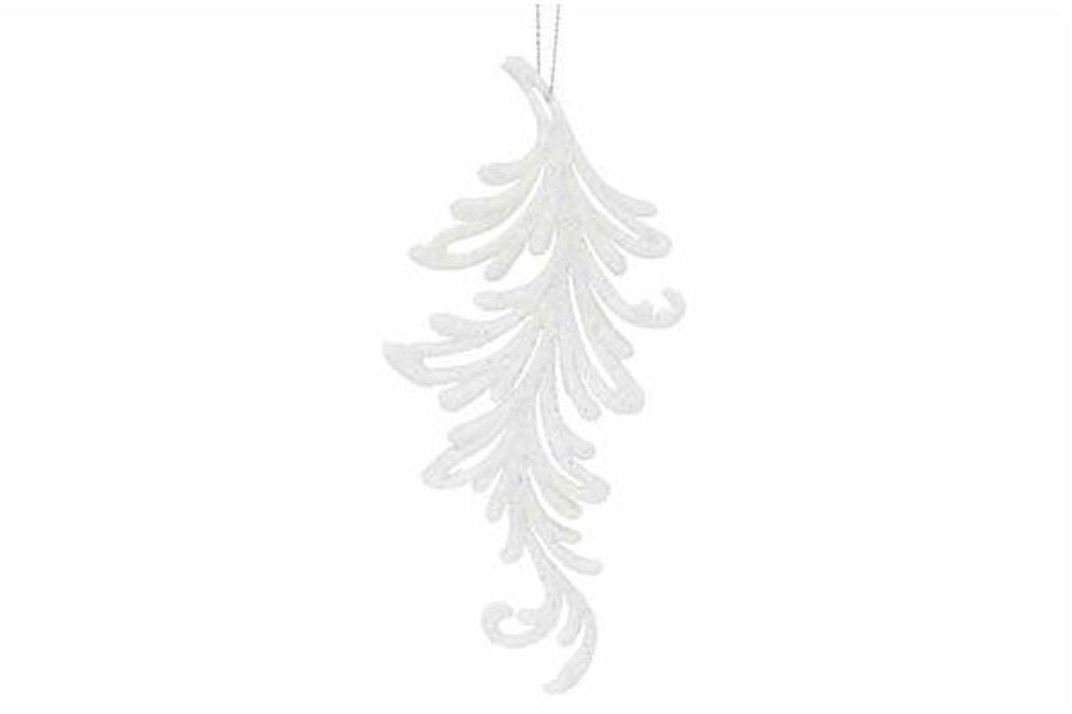 Hanger Leaf Glitter Wit 7xh16cm Kunststo F