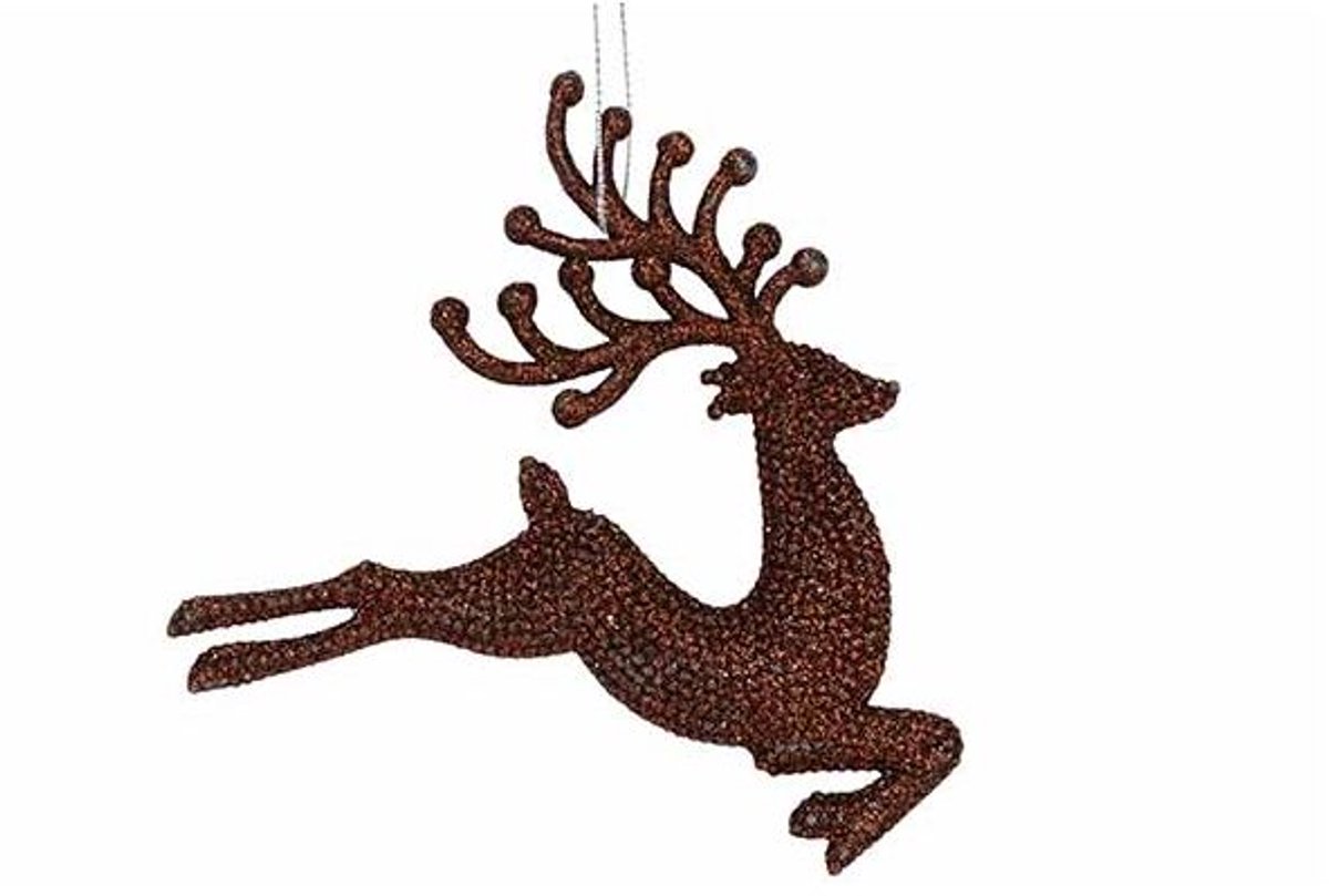 Hanger Deer Glitter Bruin 12xh12cm Kunst Stof