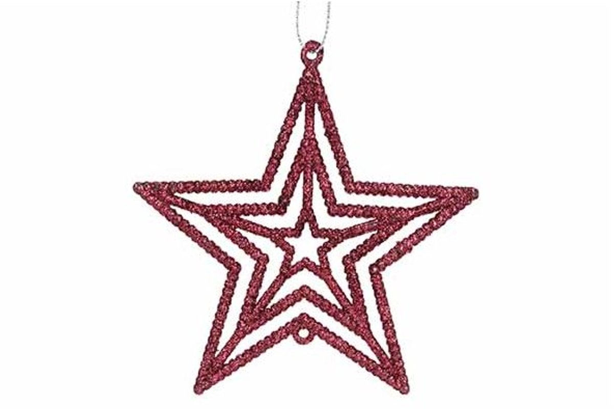 Hanger Star Glitter Bordeaux 10xh10cm Ku Nststof