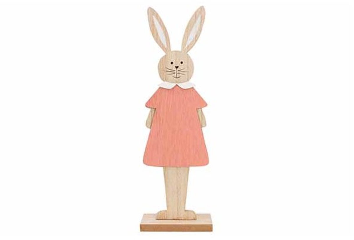 Konijn Girl Pink Dress Roze 12x5xh37,5cm Langwerpig Hout