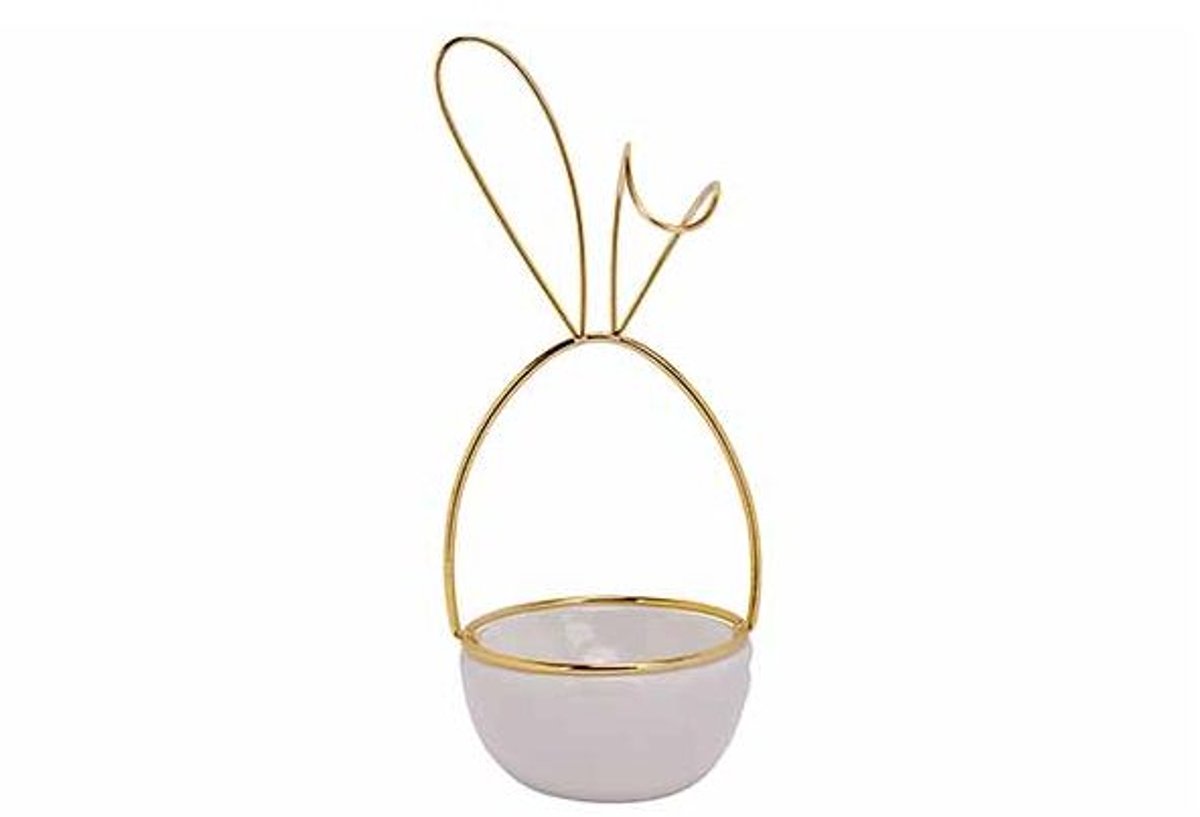Schaaltje Rabbit Ears Golden Silhouette Wit 9x8xh20cm Andere Dolomiet